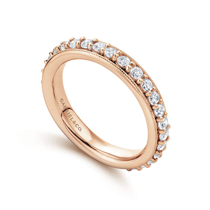 Vintage Inspired 14K Rose Gold Prong Set Diamond Eternity Band