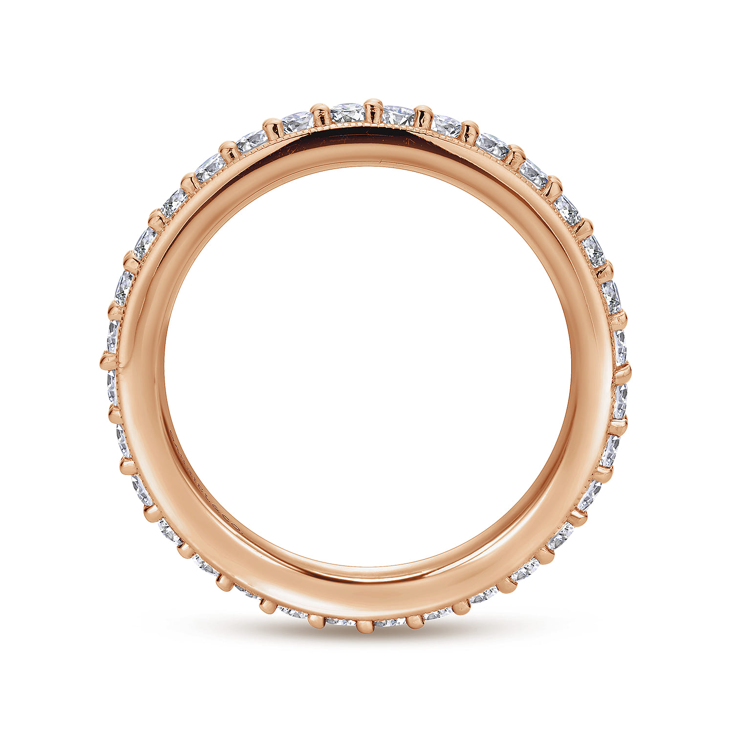 Eternity Band Wedding Ring in 14k Rose Gold with Round Natural Diamond at Gabriel & Co. - Shot 2