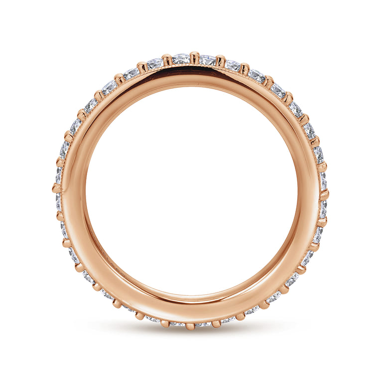 Eternity Band Wedding Ring in 14k Rose Gold with Round Natural Diamond at Gabriel & Co. - Shot 2