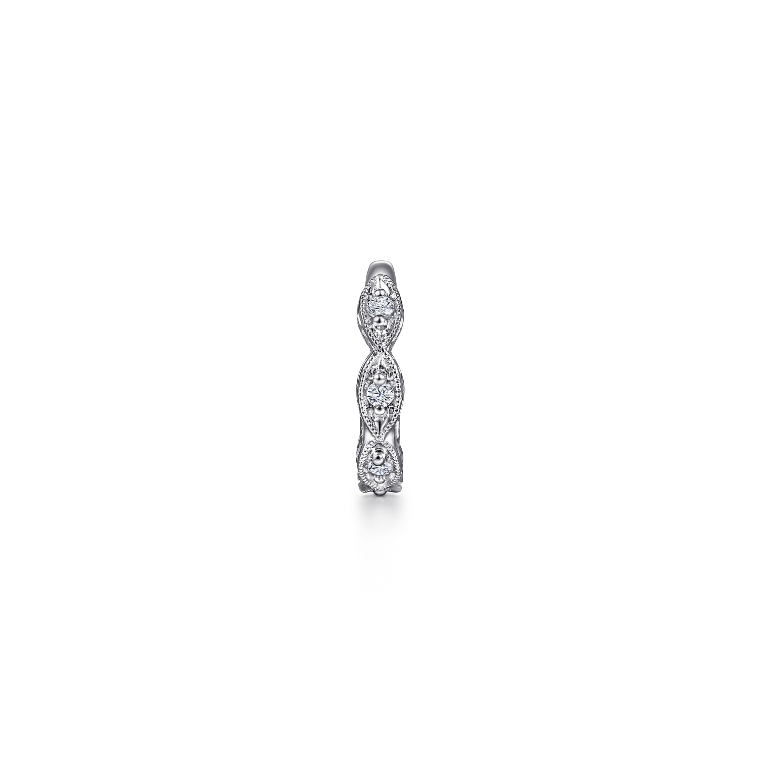 Vintage Inspired 14K White Gold 13 5MM Diamond Single Ear Cuff