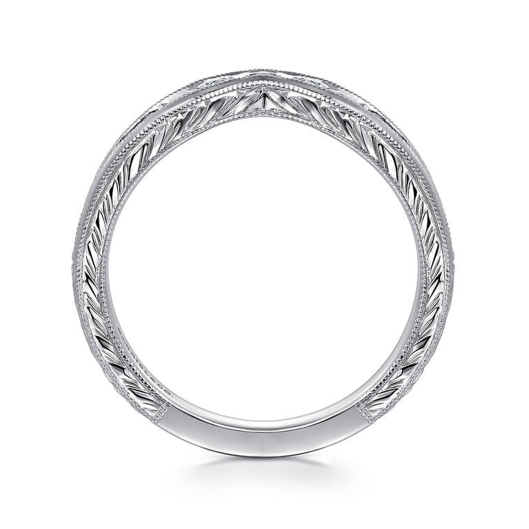 Curved Wedding Ring in 14k White Gold with Round Natural Diamond at Gabriel & Co. - Shot 2