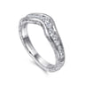 Curved Wedding Ring in 14k White Gold with Round Natural Diamond at Gabriel & Co.