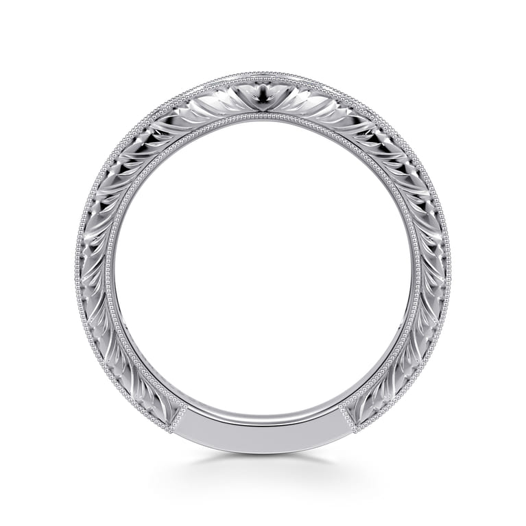 Curved Wedding Ring in 14k White Gold with Round Natural Diamond at Gabriel & Co. - Shot 2