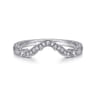 Curved Wedding Ring in 14k White Gold with Round Natural Diamond at Gabriel & Co.