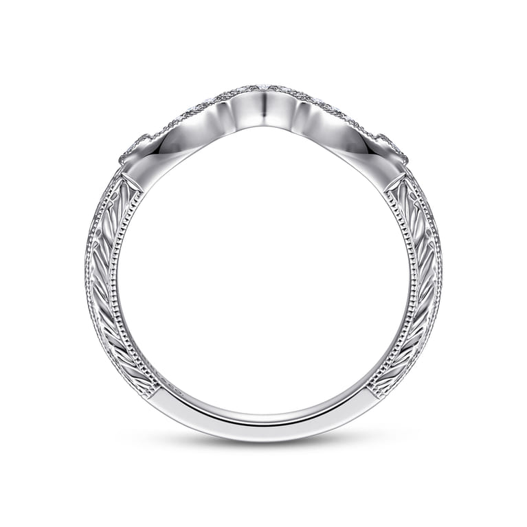 Curved Wedding Ring in 14k White Gold with Round Natural Diamond at Gabriel & Co. - Shot 2