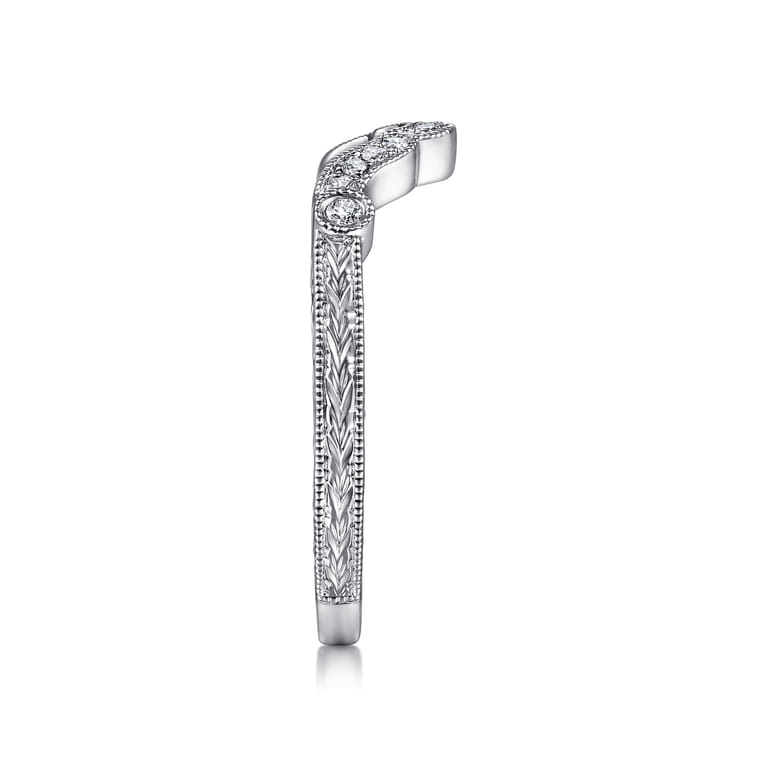 Curved Wedding Ring in 14k White Gold with Round Natural Diamond at Gabriel & Co. - Shot 4