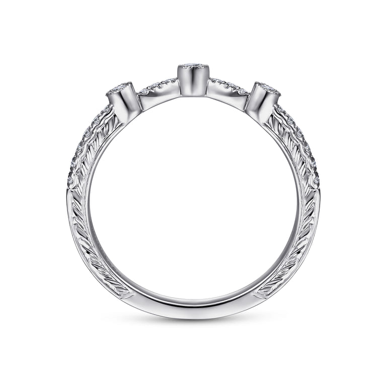 Curved Wedding Ring in 14k White Gold with Round Natural Diamond at Gabriel & Co. - Shot 2