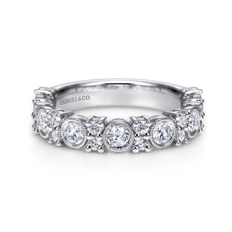 Fancy Wedding Ring in 14k White Gold with Round Natural Diamond at Gabriel & Co. - Shot 1