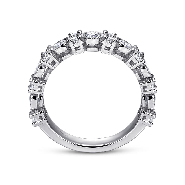 Fancy Wedding Ring in 14k White Gold with Round Natural Diamond at Gabriel & Co. - Shot 2