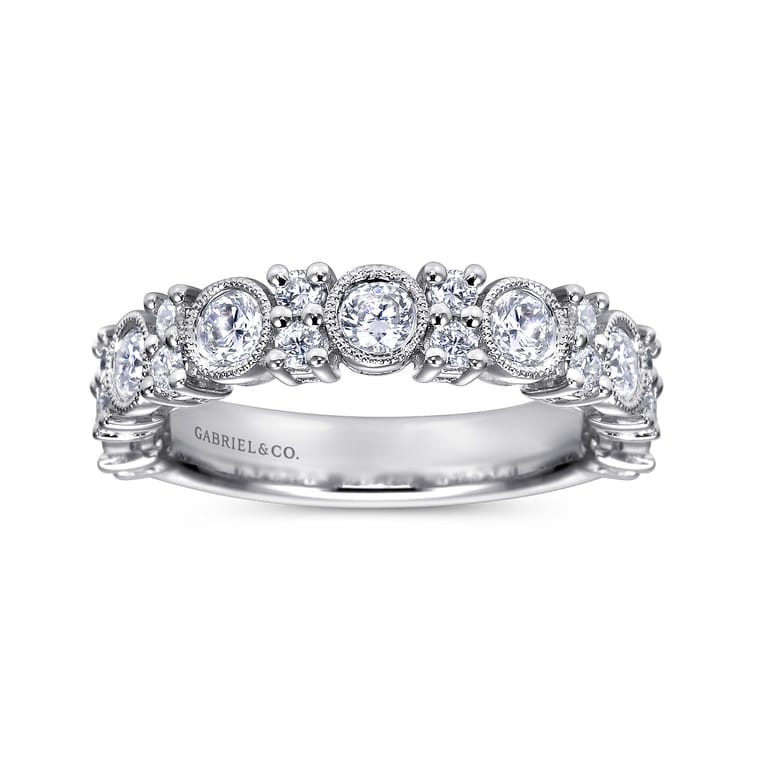 Fancy Wedding Ring in 14k White Gold with Round Natural Diamond at Gabriel & Co. - Shot 4