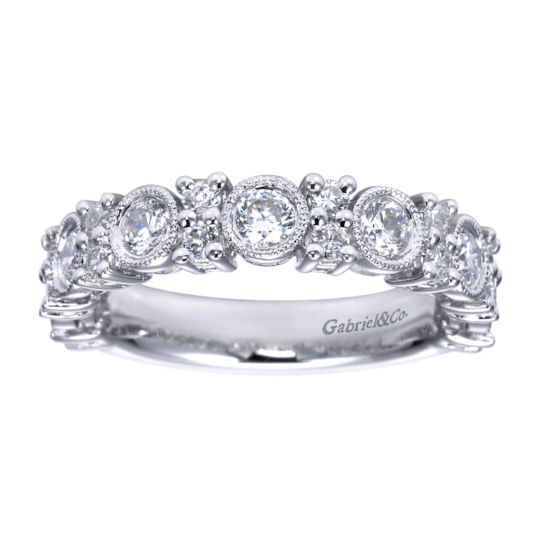 Fancy Wedding Ring in 14k White Gold with Round Natural Diamond at Gabriel & Co. - Shot 5