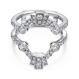 Vintage Inspired 14K White Gold Diamond Ring Enhancer