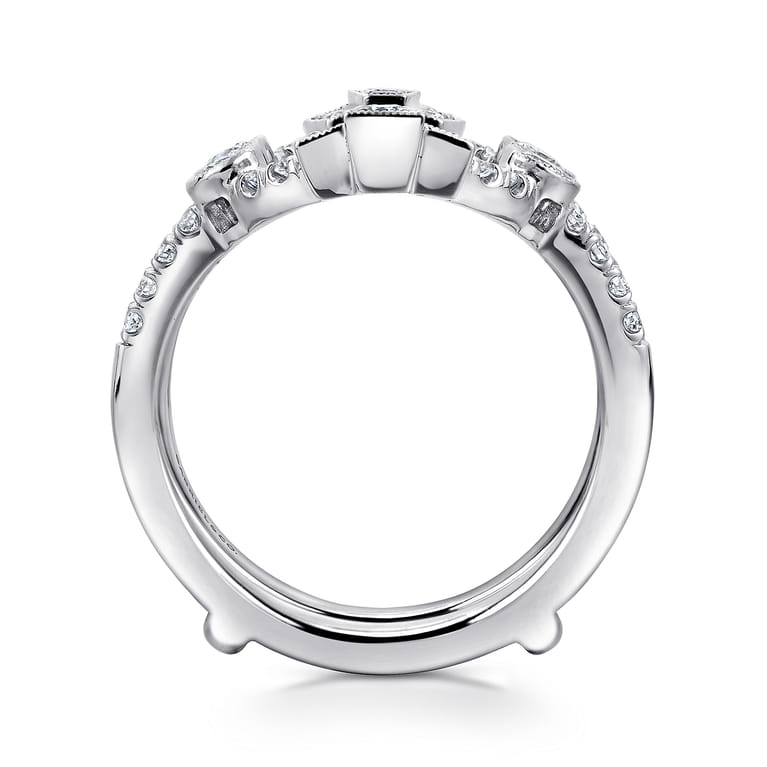 Enhancer Wedding Ring in 14k White Gold with Round Natural Diamond at Gabriel & Co. - Shot 2
