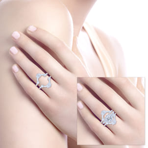 Vintage Inspired 14K White Gold Diamond Ring Enhancer