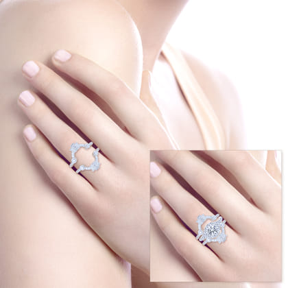 Vintage Inspired 14K White Gold Diamond Ring Enhancer