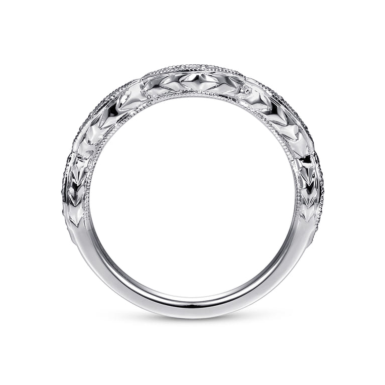 Fancy Wedding Ring in 14k White Gold with Round Natural Diamond at Gabriel & Co. - Shot 2