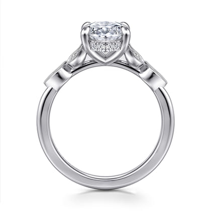 Vintage Inspired 14K White Gold Oval Diamond Engagement Ring