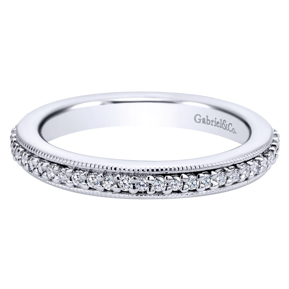 Eternity Band Wedding Ring in 14k White Gold with Round Natural Diamond at Gabriel & Co. - Shot 1