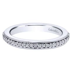 Vintage Inspired 14K White Gold Prong Set Diamond Eternity Band