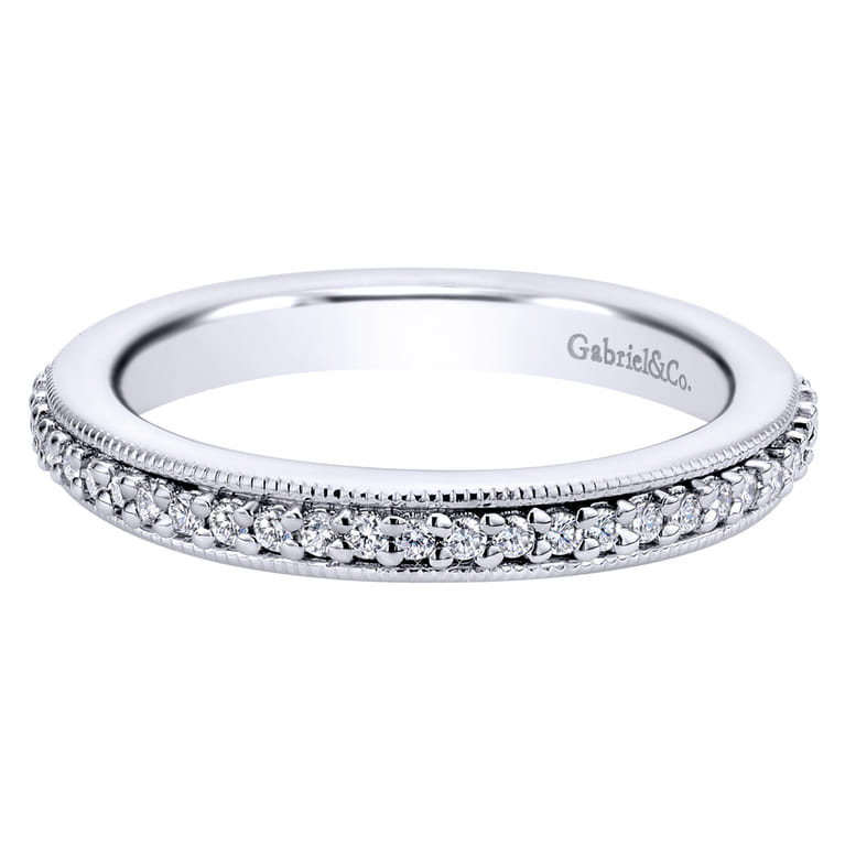 Eternity Band Wedding Ring in 14k White Gold with Round Natural Diamond at Gabriel & Co. - Shot 1