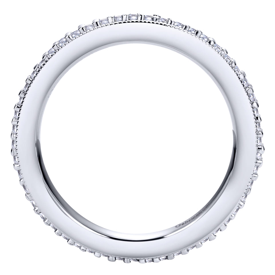Eternity Band Wedding Ring in 14k White Gold with Round Natural Diamond at Gabriel & Co. - Shot 2
