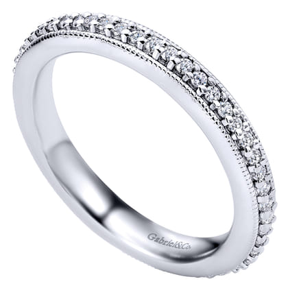Vintage Inspired 14K White Gold Prong Set Diamond Eternity Band