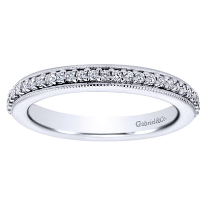 Vintage Inspired 14K White Gold Prong Set Diamond Eternity Band