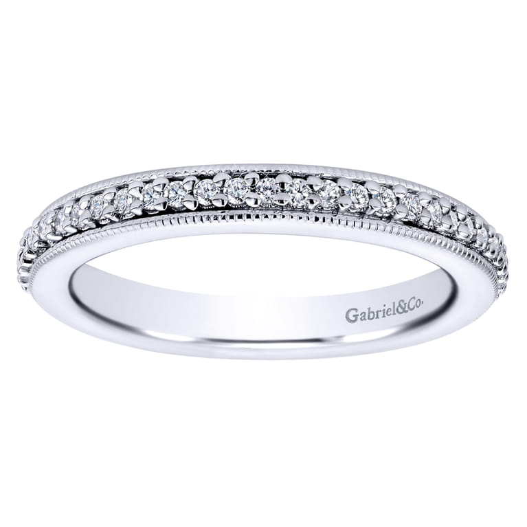 Eternity Band Wedding Ring in 14k White Gold with Round Natural Diamond at Gabriel & Co. - Shot 4