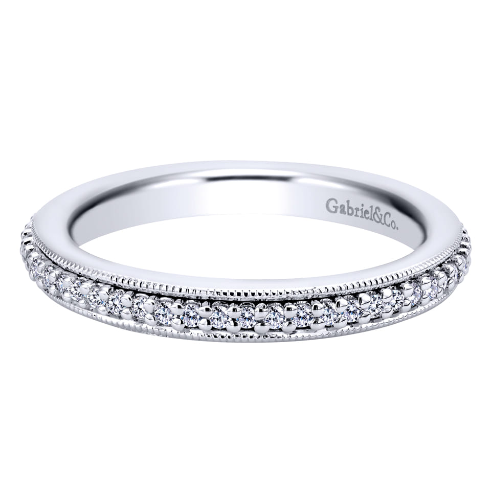 Eternity Band Wedding Ring in 14k White Gold with Round Natural Diamond at Gabriel & Co. - Shot 1