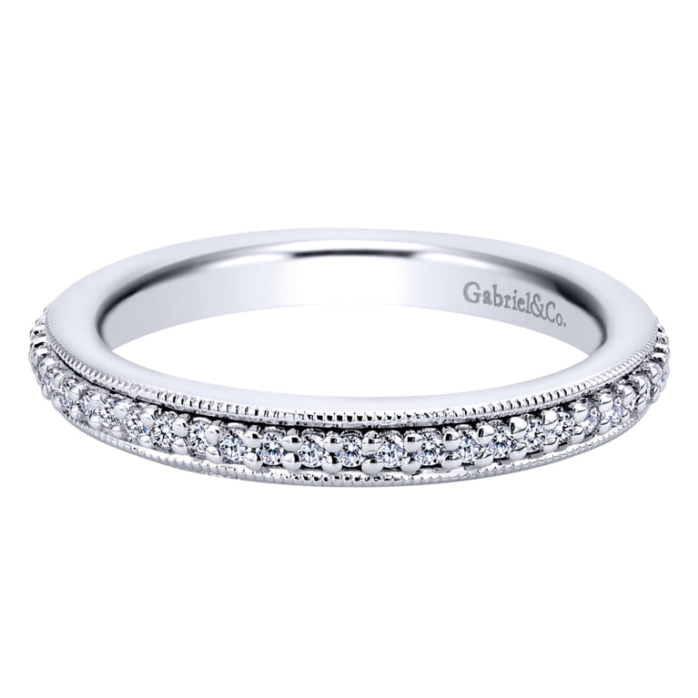 Eternity Band Wedding Ring in 14k White Gold with Round Natural Diamond at Gabriel & Co. - Shot 1
