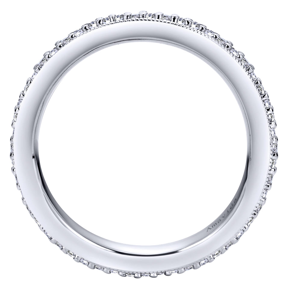Eternity Band Wedding Ring in 14k White Gold with Round Natural Diamond at Gabriel & Co. - Shot 2