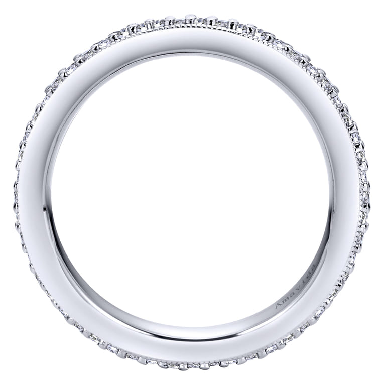 Eternity Band Wedding Ring in 14k White Gold with Round Natural Diamond at Gabriel & Co. - Shot 2