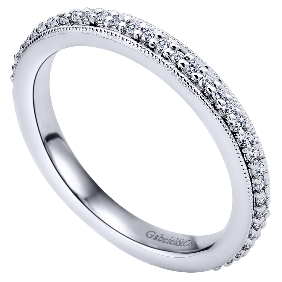 Eternity Band Wedding Ring in 14k White Gold with Round Natural Diamond at Gabriel & Co. - Shot 3