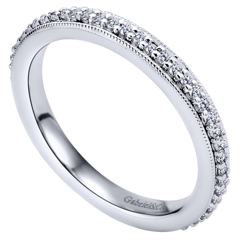 Eternity Band Wedding Ring in 14k White Gold with Round Natural Diamond at Gabriel & Co. - Shot 3