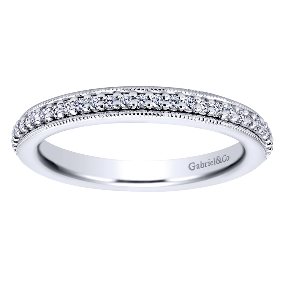 Eternity Band Wedding Ring in 14k White Gold with Round Natural Diamond at Gabriel & Co. - Shot 4