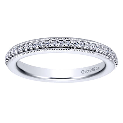 Vintage Inspired 14K White Gold Prong Set Diamond Eternity Band