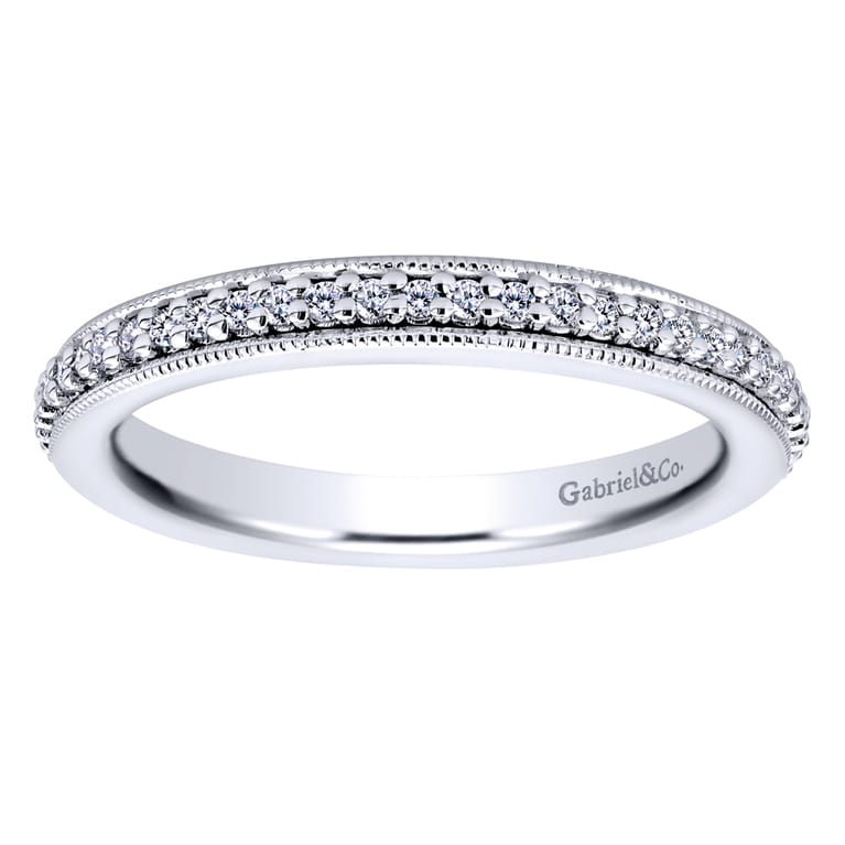 Eternity Band Wedding Ring in 14k White Gold with Round Natural Diamond at Gabriel & Co. - Shot 4