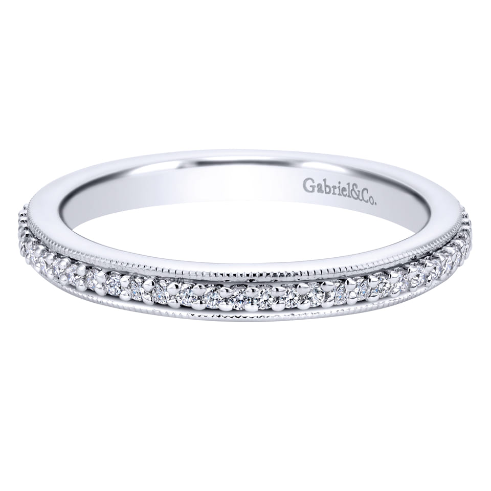 Eternity Band Wedding Ring in 14k White Gold with Round Natural Diamond at Gabriel & Co. - Shot 1