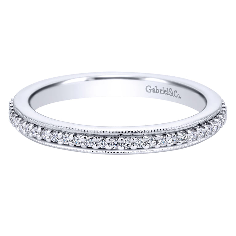Eternity Band Wedding Ring in 14k White Gold with Round Natural Diamond at Gabriel & Co. - Shot 1