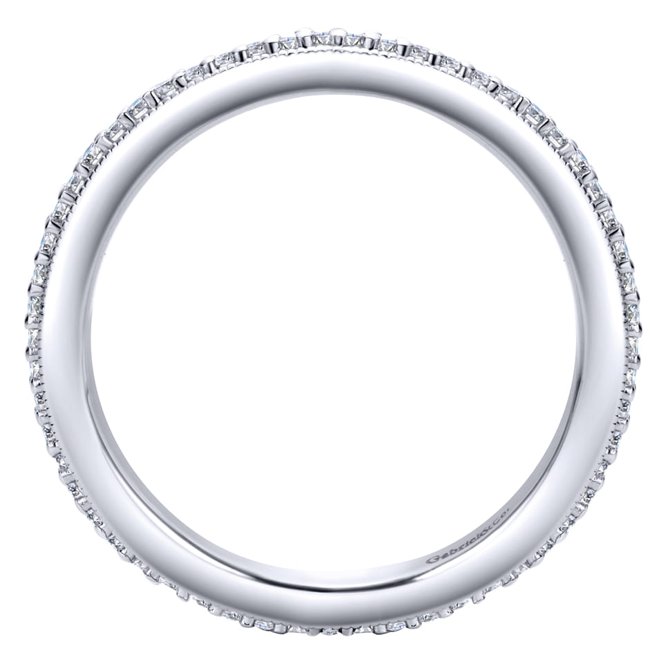 Eternity Band Wedding Ring in 14k White Gold with Round Natural Diamond at Gabriel & Co. - Shot 2