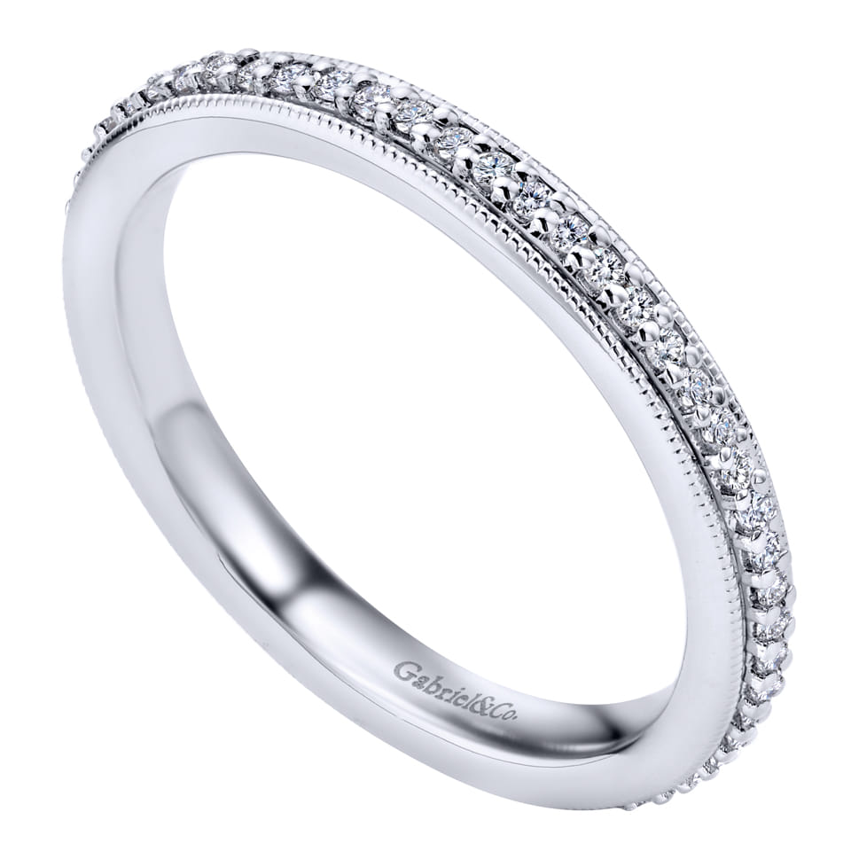 Eternity Band Wedding Ring in 14k White Gold with Round Natural Diamond at Gabriel & Co. - Shot 3