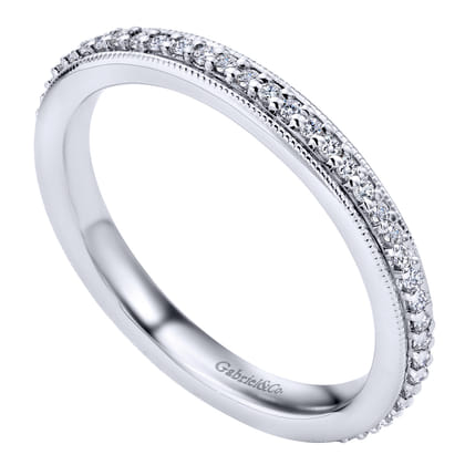 Vintage Inspired 14K White Gold Prong Set Diamond Eternity Band