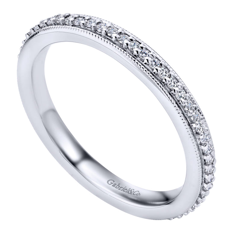Eternity Band Wedding Ring in 14k White Gold with Round Natural Diamond at Gabriel & Co. - Shot 3