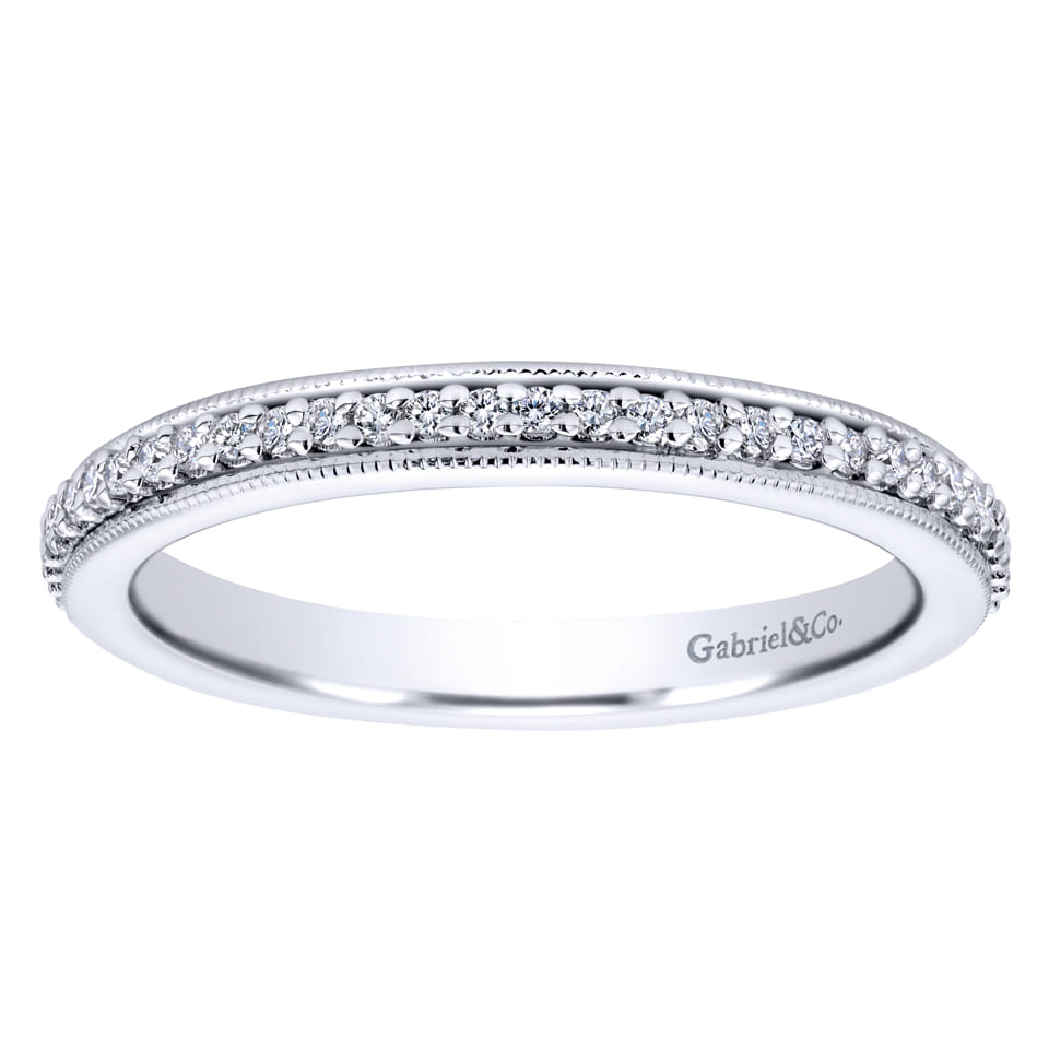 Eternity Band Wedding Ring in 14k White Gold with Round Natural Diamond at Gabriel & Co. - Shot 4