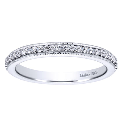 Vintage Inspired 14K White Gold Prong Set Diamond Eternity Band