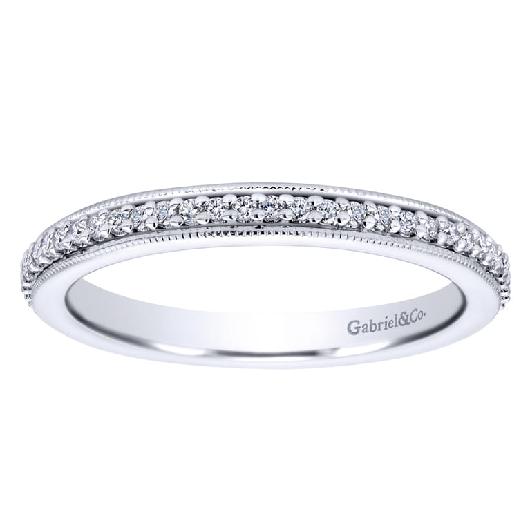 Eternity Band Wedding Ring in 14k White Gold with Round Natural Diamond at Gabriel & Co. - Shot 4