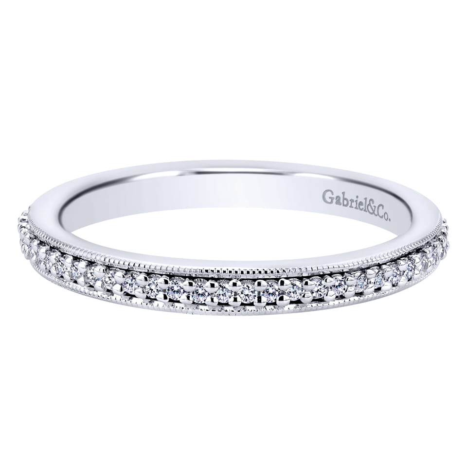 Eternity Band Wedding Ring in 14k White Gold with Round Natural Diamond at Gabriel & Co. - Shot 1