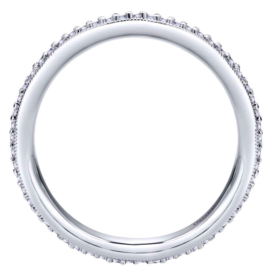 Eternity Band Wedding Ring in 14k White Gold with Round Natural Diamond at Gabriel & Co. - Shot 2