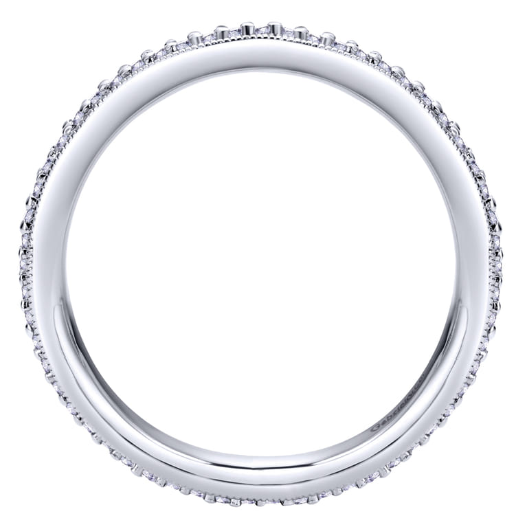 Eternity Band Wedding Ring in 14k White Gold with Round Natural Diamond at Gabriel & Co. - Shot 2