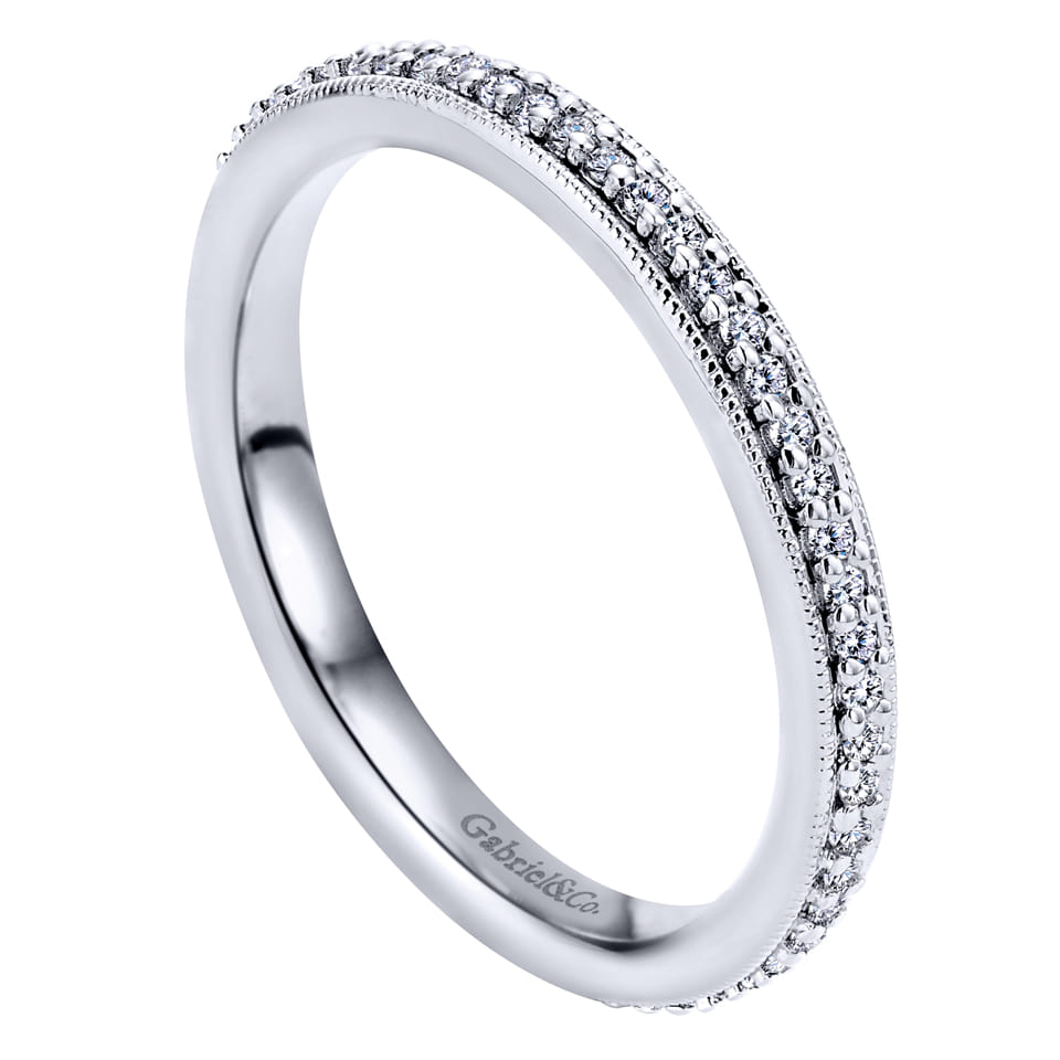 Eternity Band Wedding Ring in 14k White Gold with Round Natural Diamond at Gabriel & Co. - Shot 3